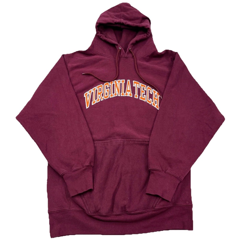 Vintage Virginia Tech Hokies Hoodie Men‎ Small Y2K Sweatshirt Sewn Spell Out 00s